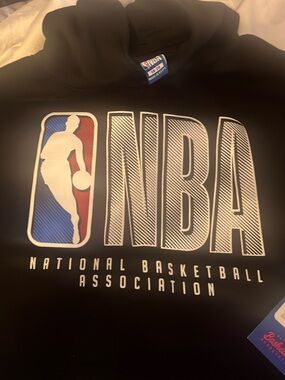 NBA Black Pullover, Hoodie, with White Graphic Lettering Size 18-20